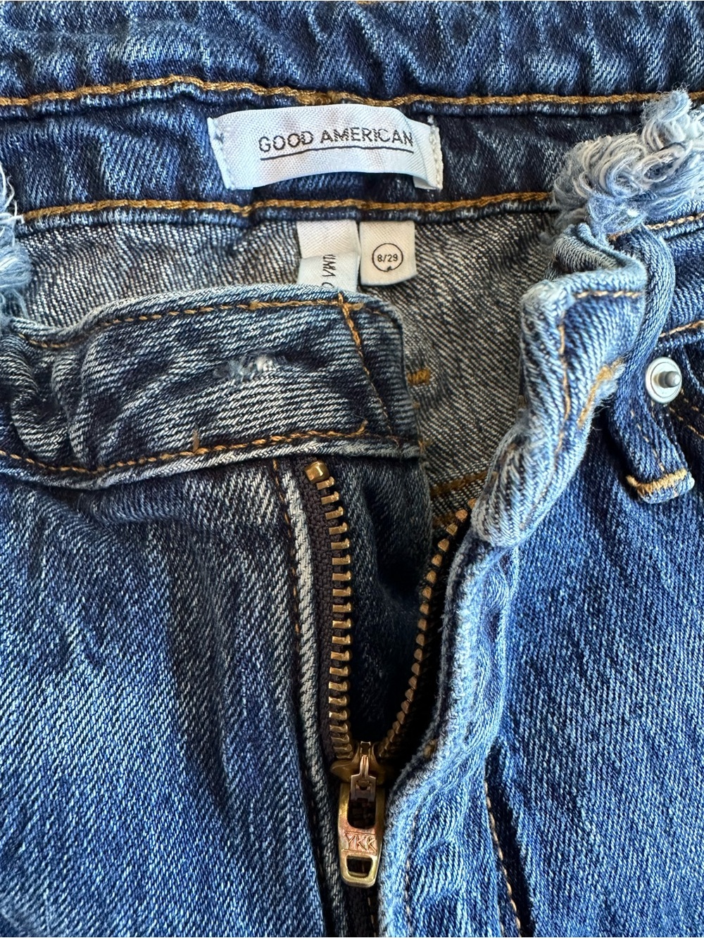 Good American Good Vintage Ripped Straight Ankle Jeans Blue Size 8/29 - Picture 6 of 9